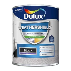 Dulux Weathershield Exterior Quick Dry Satin Paint Black - 750ml -Furniture Series Store 12804064 1794840916036922