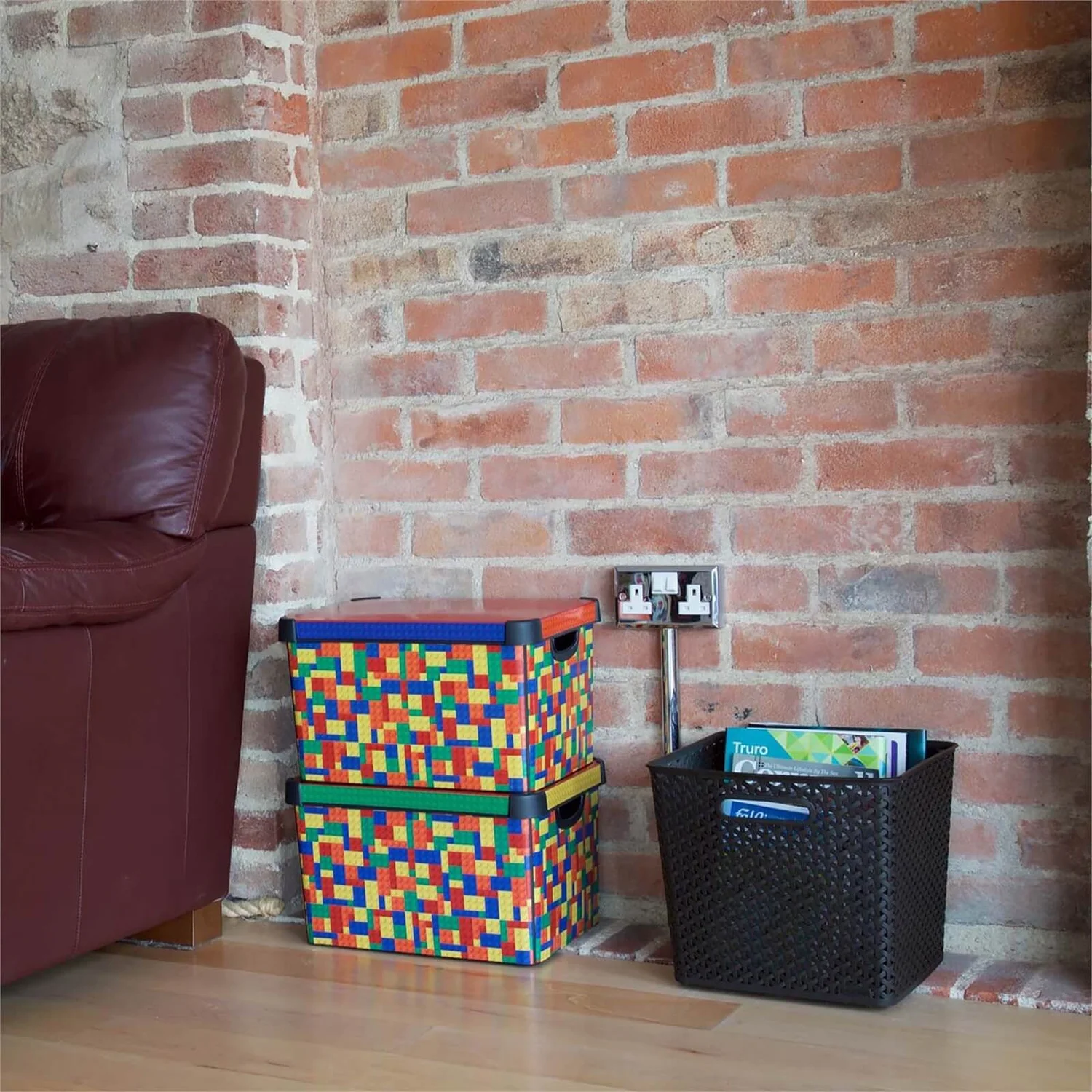 Curver Stockholm Bright Blocks Plastic Deco Storage Box Multi Colour 22L 4 Curver Stockholm Bright Blocks Plastic Deco Storage Box Multi Colour 22L - Image 2