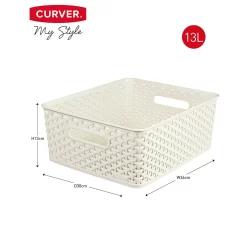Curver My Style Medium Rectangular Plastic Storage Basket - Vintage White - 13L -Furniture Series Store 12809476 1834833218868618