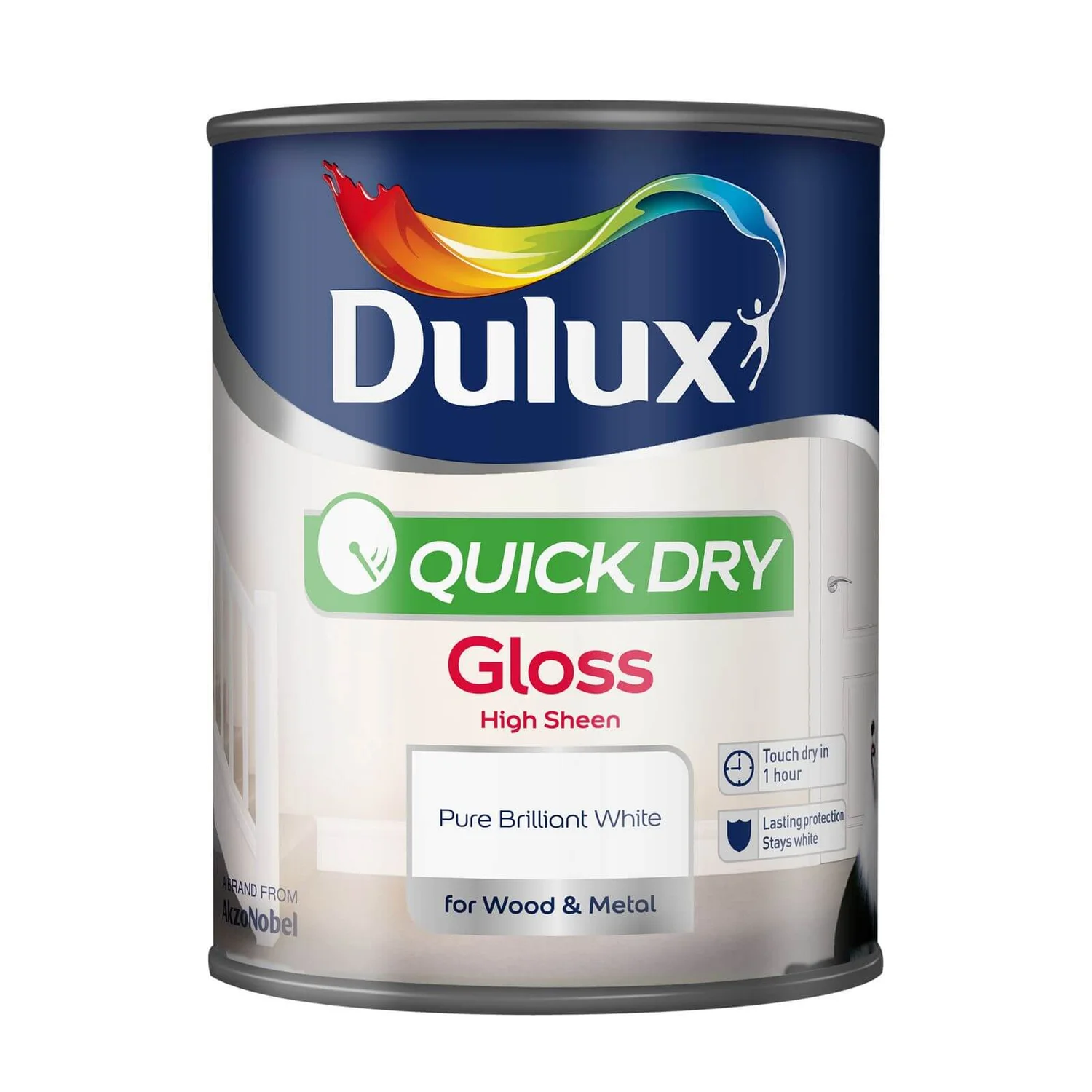 Dulux Pure Brilliant White - Quick Dry Gloss - 750ml 4 Dulux Pure Brilliant White - Quick Dry Gloss - 750ml - Image 2