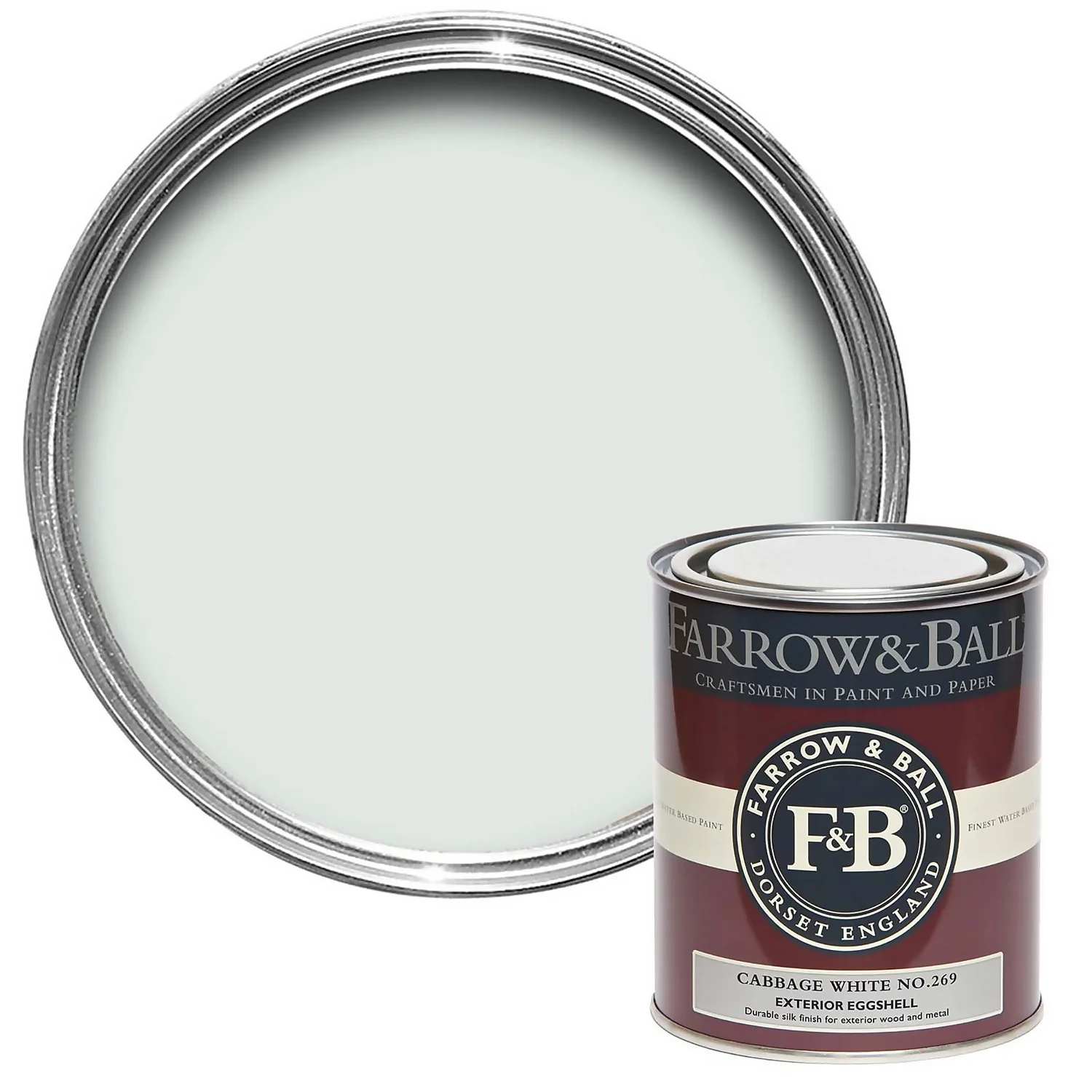 Farrow & Ball Exterior Eggshell Paint Cabbage White - 750ml 3 Farrow & Ball Exterior Eggshell Paint Cabbage White - 750ml