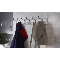 6 Coat Polished Chrome Hooks On White Stepped Board -Furniture Series Store 12815060 7334845700272975