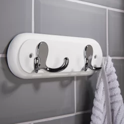 None White Hook Rail - Polished Chrome - 2 Hooks -Furniture Series Store 12815090 1434846183241085