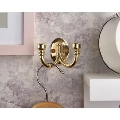 Ball End Double Robe Hook - Polished Brass -Furniture Series Store 12817508 6184995165349317