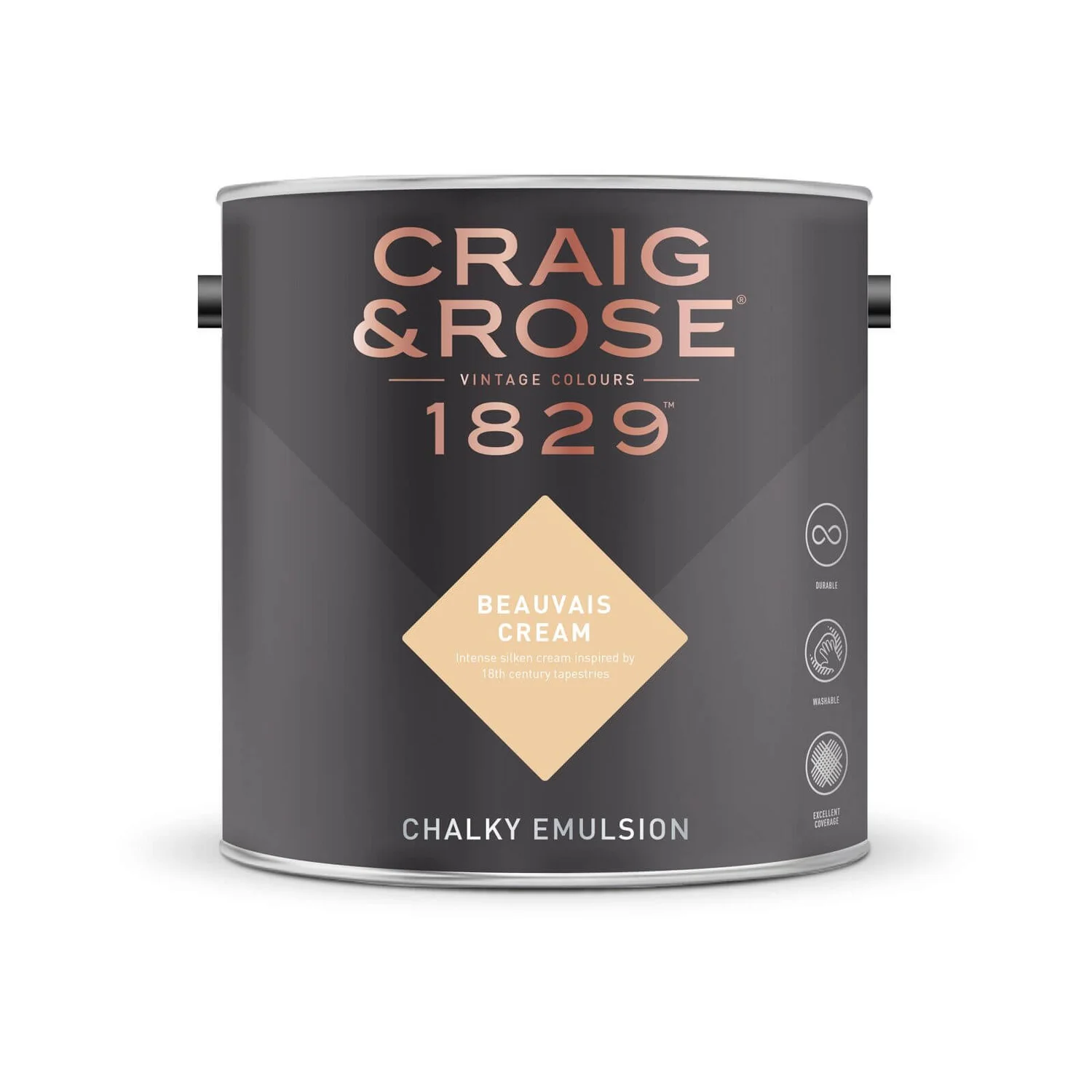 Craig & Rose 1829 Chalky Matt Emulsion Paint Beauvais Cream - 2.5L 4 Craig & Rose 1829 Chalky Matt Emulsion Paint Beauvais Cream - 2.5L - Image 2