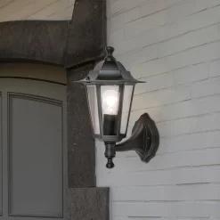 Lutec Corniche E27 Outdoor Wall Lantern - Black