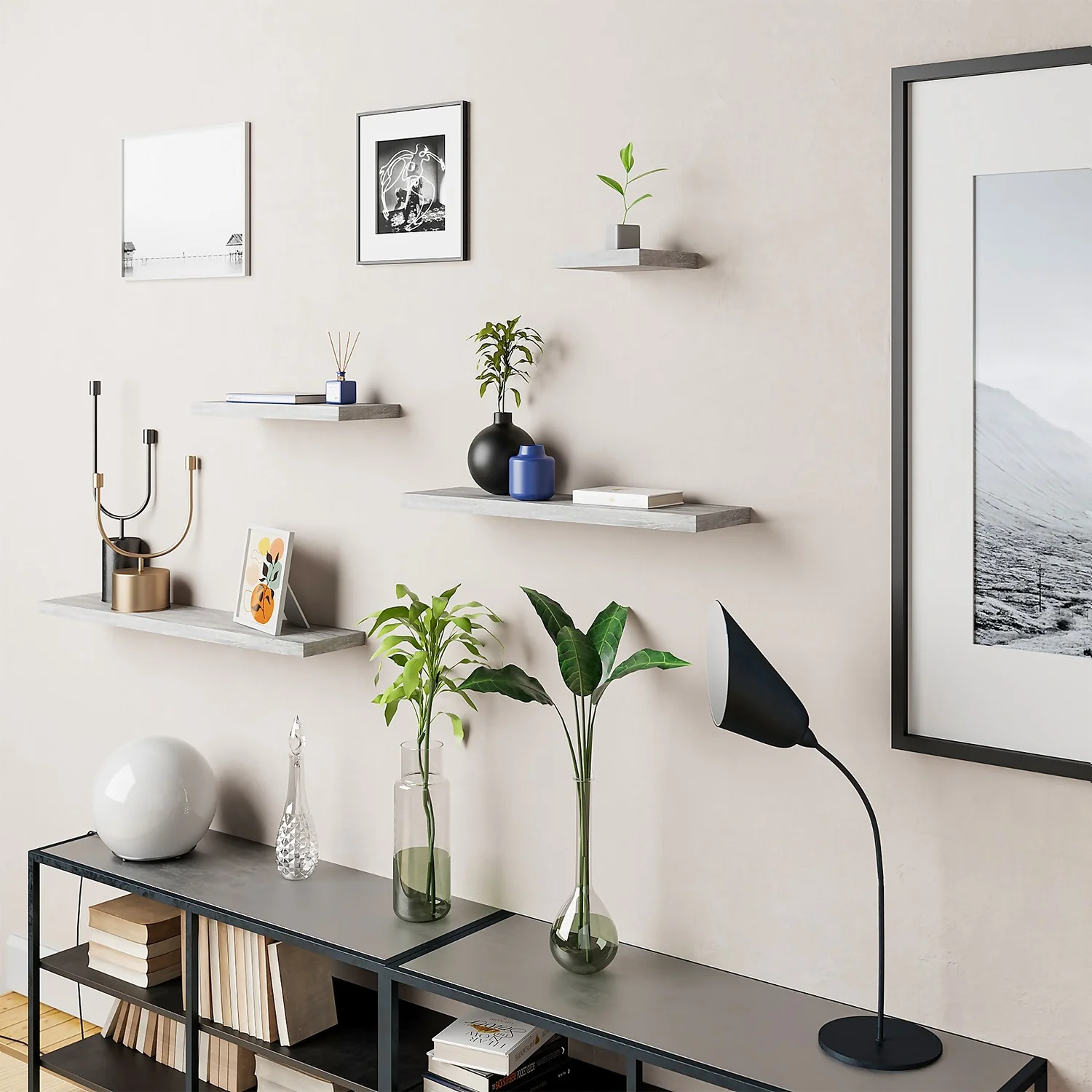 Floating Shelf - Grey Oak - 900 X 235 X 38mm 4 Floating Shelf - Grey Oak - 900 X 235 X 38mm - Image 2