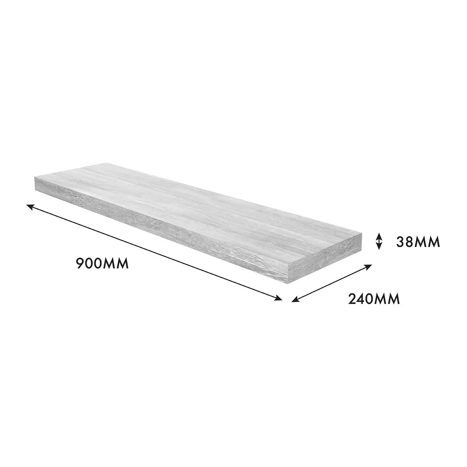 Floating Shelf - Grey Oak - 900 X 235 X 38mm 7 Floating Shelf - Grey Oak - 900 X 235 X 38mm - Image 5