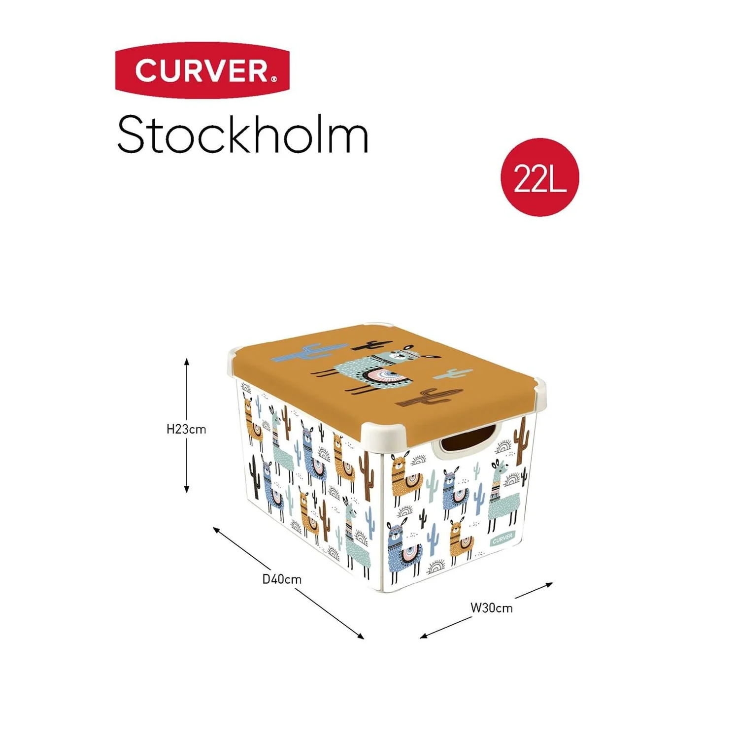 Curver Stockholm Llama Plastic Deco Storage Box - Multi-Coloured - 22L 10 Curver Stockholm Llama Plastic Deco Storage Box - Multi-Coloured - 22L - Image 8