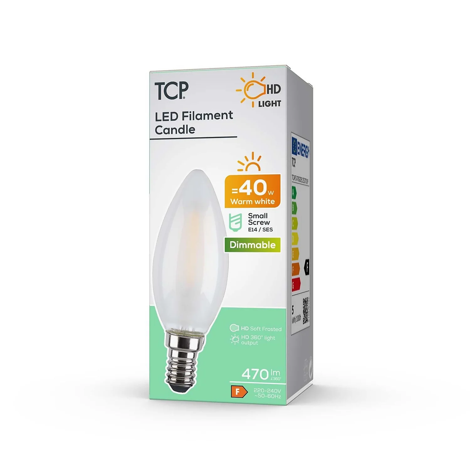 TCP Filament Candle Coat 40W SES Warm Dimmable Light Bulb 4 TCP Filament Candle Coat 40W SES Warm Dimmable Light Bulb - Image 2
