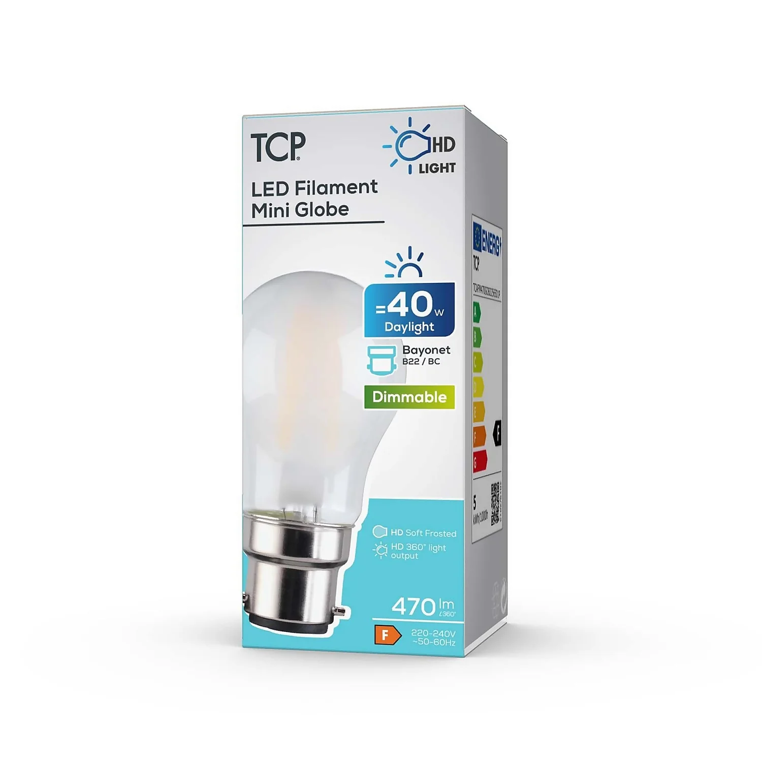 TCP Filament Globe Coat 40W BC Cool Dimmable Light Bulb 4 TCP Filament Globe Coat 40W BC Cool Dimmable Light Bulb - Image 2