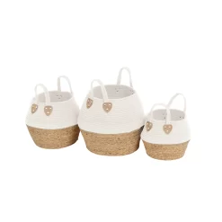 White Rope Baskets - Set Of 3