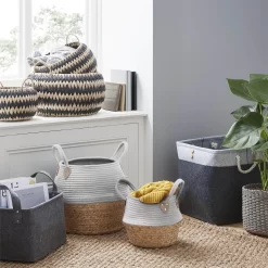 Round Paper Rope Basket - Grey -Furniture Series Store 12829229 1174832982597594