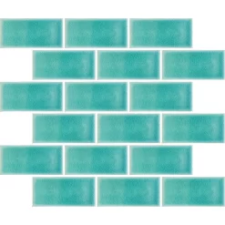 House Of Mosaics Teal Crackle Midi Metro Mosaic Tile (Sample Only) - 150 X 110mm