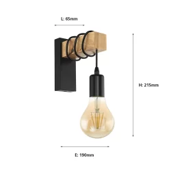 Eglo Townshend Wall Light - Black & Brown -Furniture Series Store 12836408 1954833171039114