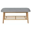 Bamboo Shoe Bench With Grey Cushion Seat