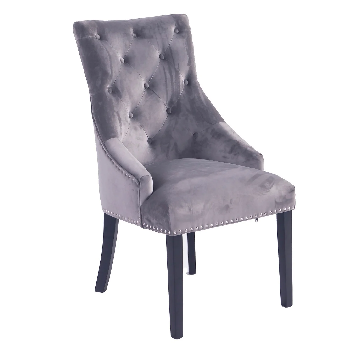 Annabelle Velvet Dining Chairs - Set Of 2 - Grey 5 Annabelle Velvet Dining Chairs - Set Of 2 - Grey - Image 3