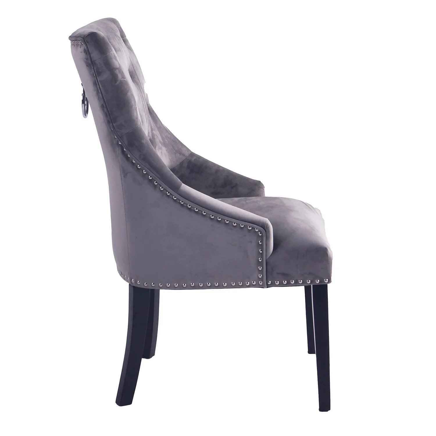 Annabelle Velvet Dining Chairs - Set Of 2 - Grey 7 Annabelle Velvet Dining Chairs - Set Of 2 - Grey - Image 5