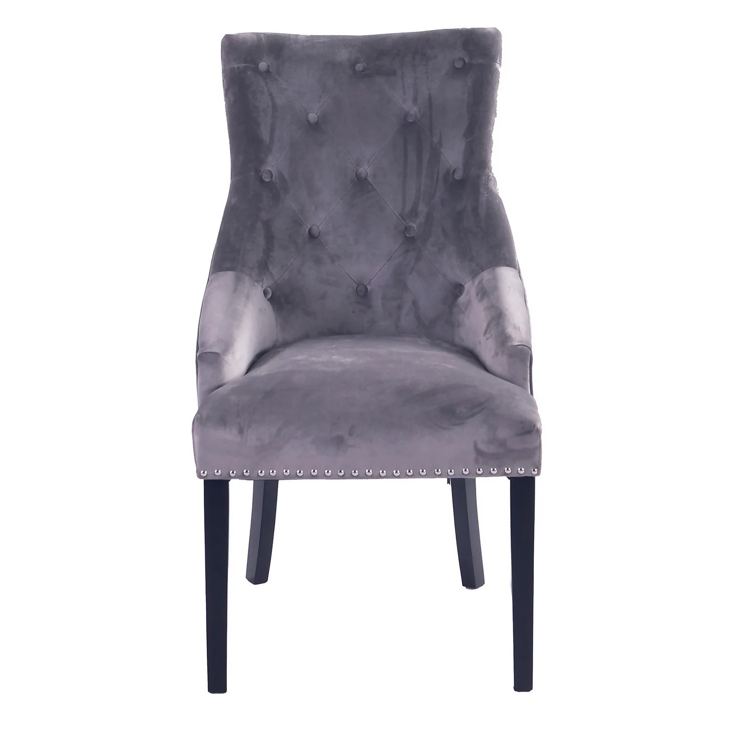 Annabelle Velvet Dining Chairs - Set Of 2 - Grey 6 Annabelle Velvet Dining Chairs - Set Of 2 - Grey - Image 4