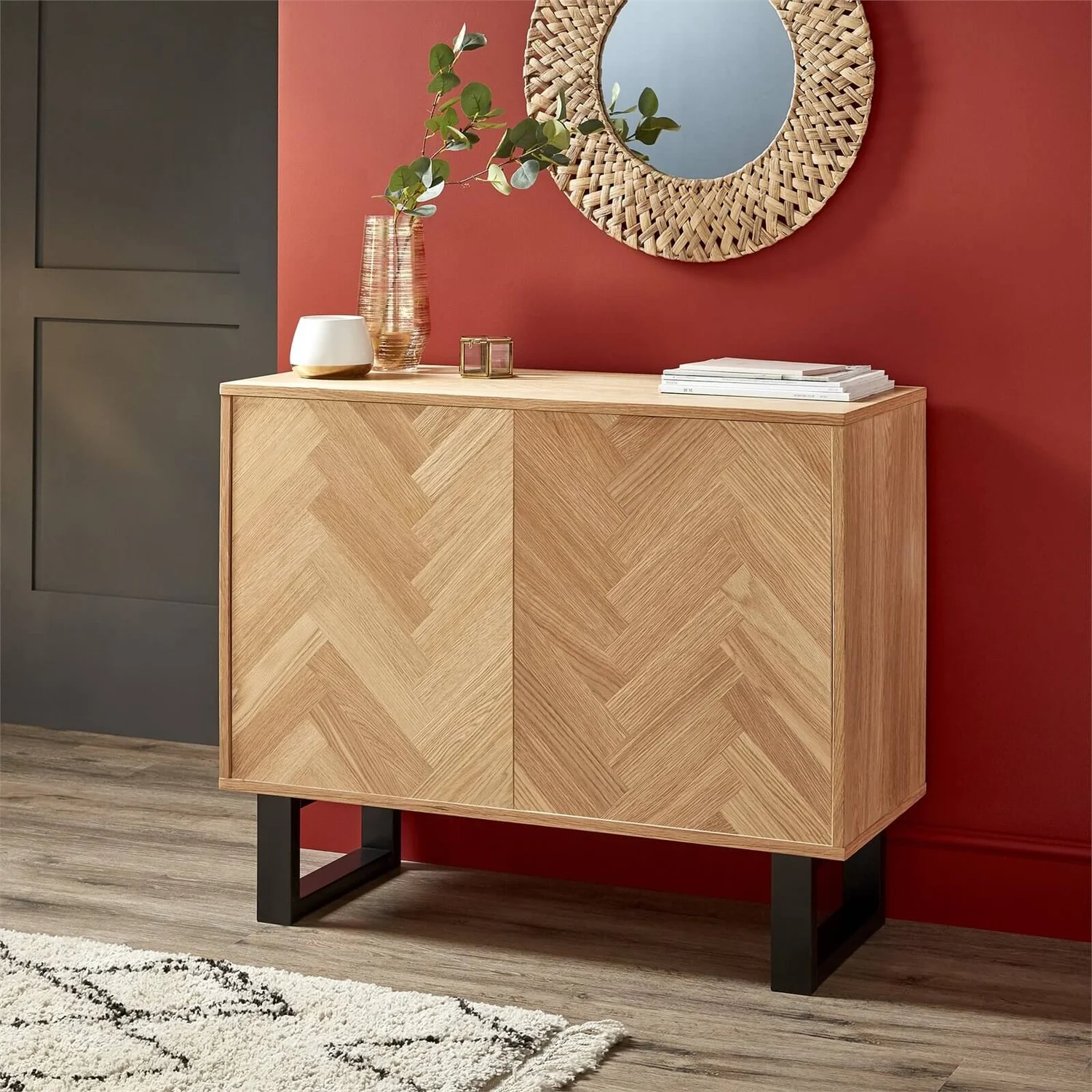 Skelby Herringbone Oak Sideboard 10 Skelby Herringbone Oak Sideboard - Image 8