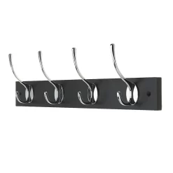 4 Victorian Chrome Hooks On Black Bloc Board