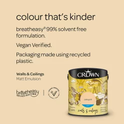 Crown Walls & Ceilings Matt Emulsion Paint Pale Gold - 2.5L -Furniture Series Store 12839466 6854969530055614