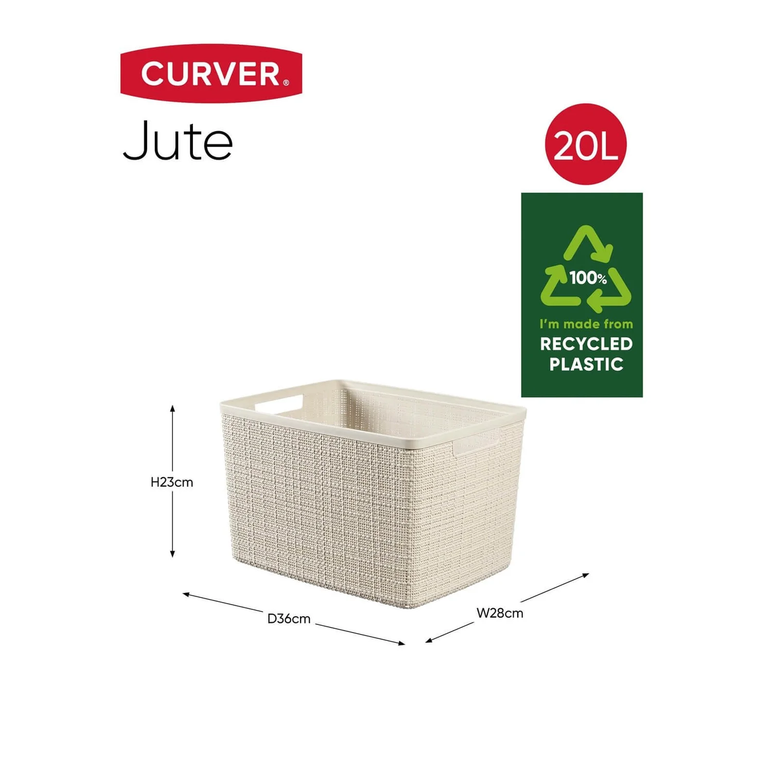 Curver Jute Large Basket - 20L - Off White 7 Curver Jute Large Basket - 20L - Off White - Image 5