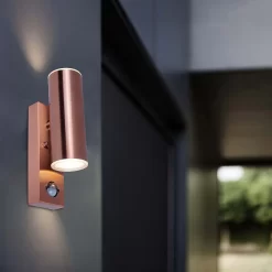 Lutec Rado Up & Down Outdoor Wall Light With PIR Motion Sensor - Copper -Furniture Series Store 12840519 1674952691589788