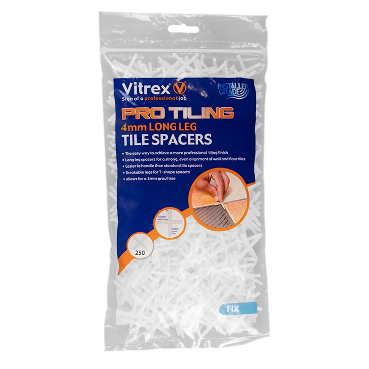 Vitrex Tiling Long Leg Spacers 4mm X250 4 Vitrex Tiling Long Leg Spacers 4mm X250 - Image 2