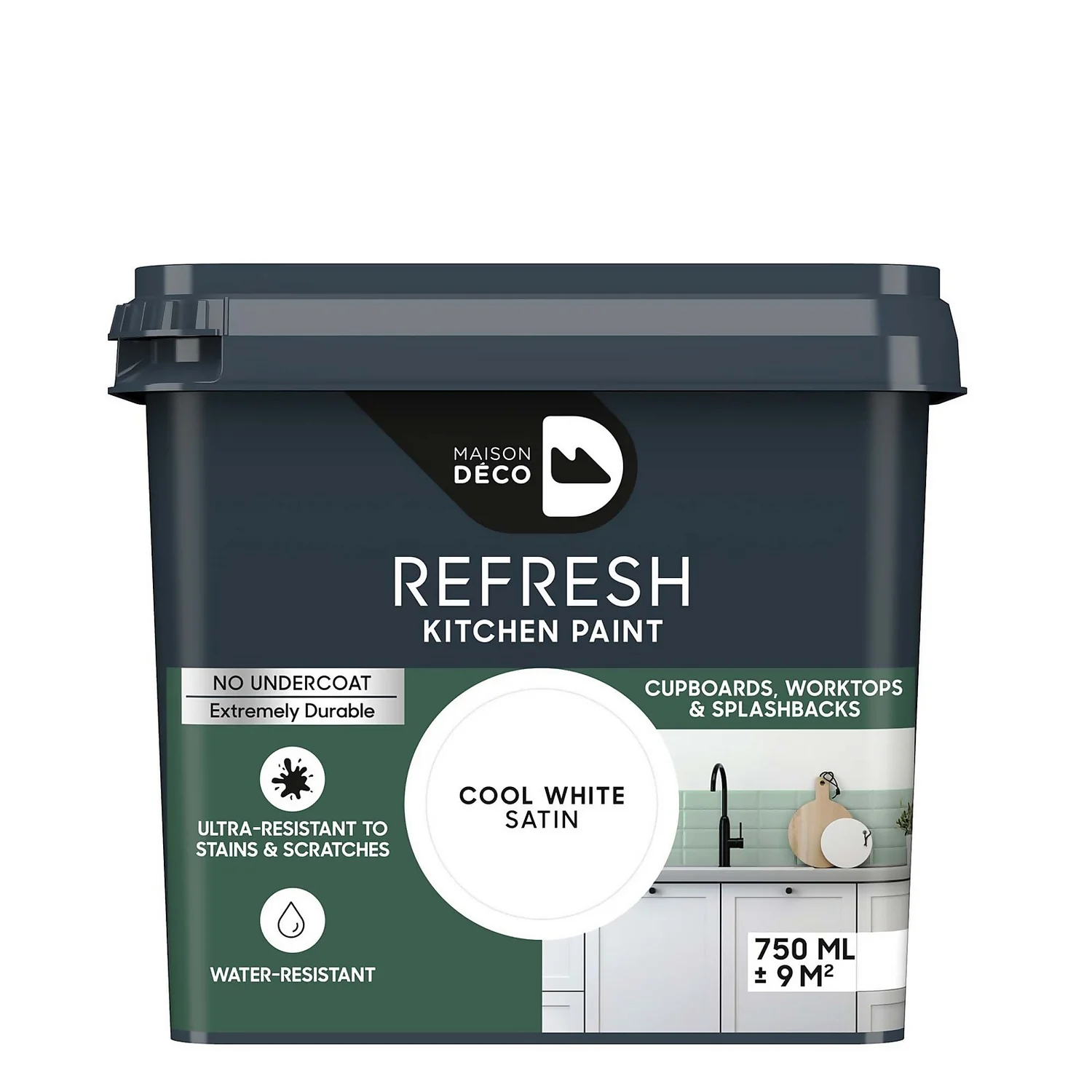 Maison Deco Refresh Kitchen Cupboards, Worktops & Splashbacks Paint Cool White - 750ml 3 Maison Deco Refresh Kitchen Cupboards, Worktops & Splashbacks Paint Cool White - 750ml