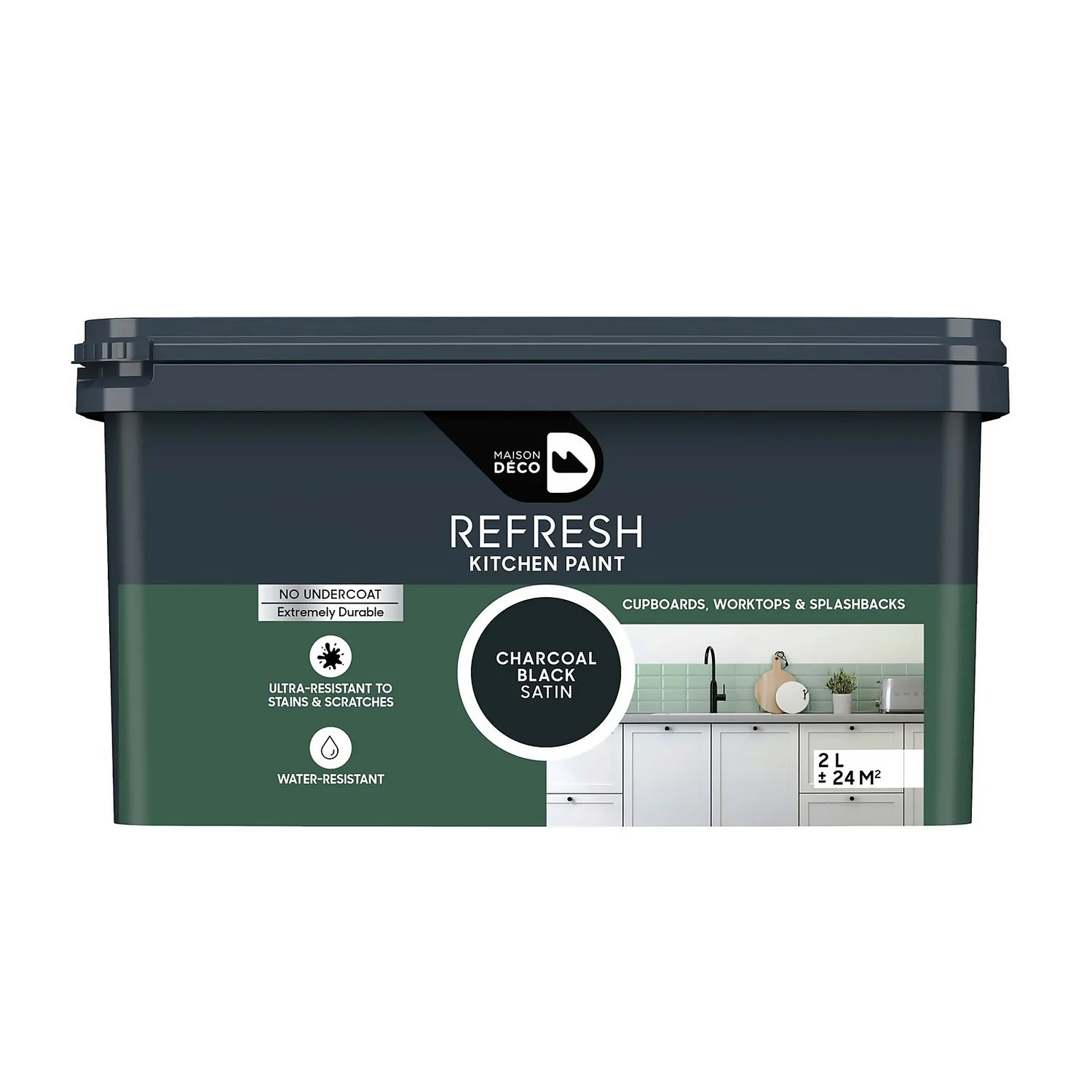 Maison Deco Refresh Kitchen Cupboards, Worktops & Splashbacks Paint Charcoal Black - 2L 3 Maison Deco Refresh Kitchen Cupboards, Worktops & Splashbacks Paint Charcoal Black - 2L
