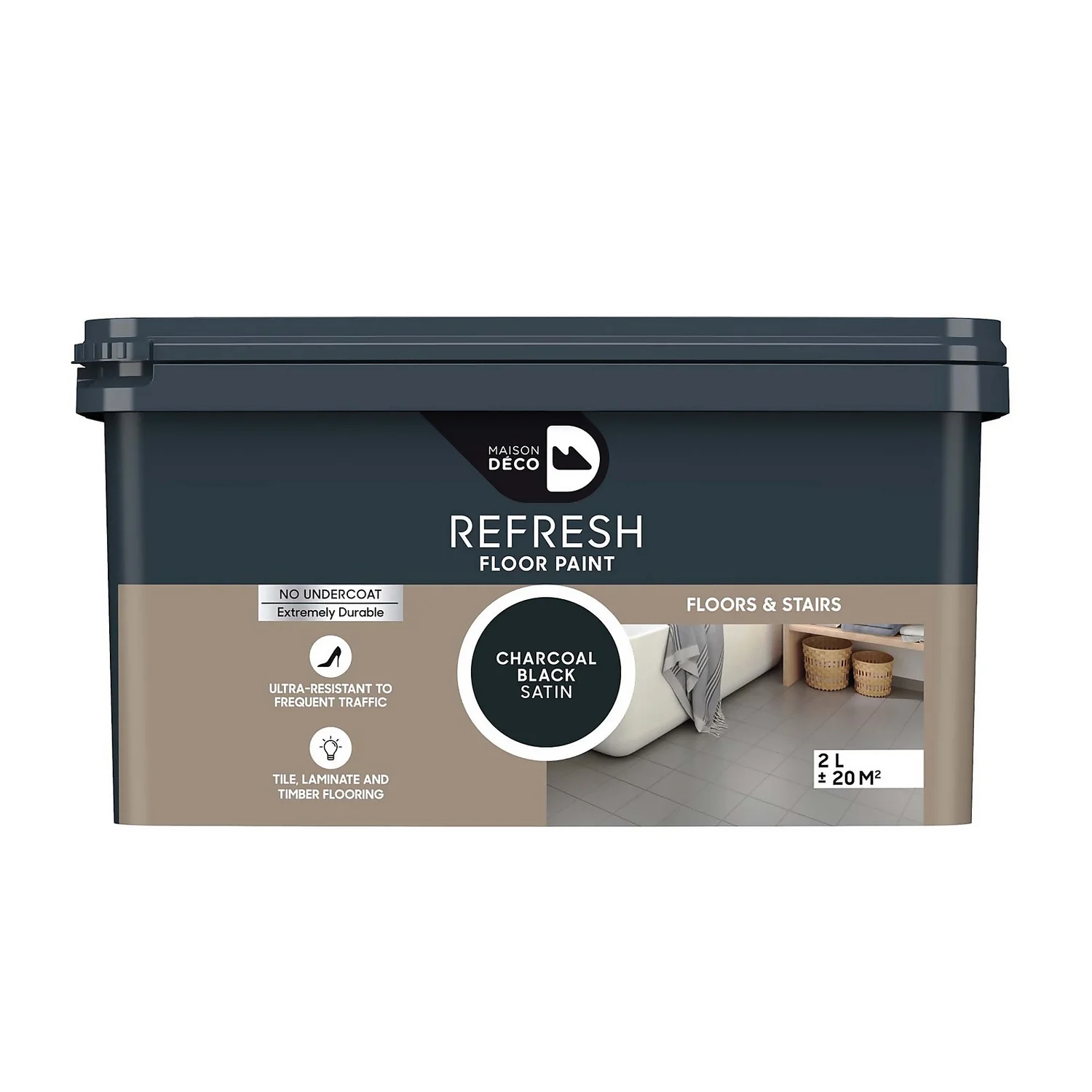 Maison Deco Refresh Floor & Stairs Paint Charcoal Black - 2L 3 Maison Deco Refresh Floor & Stairs Paint Charcoal Black - 2L