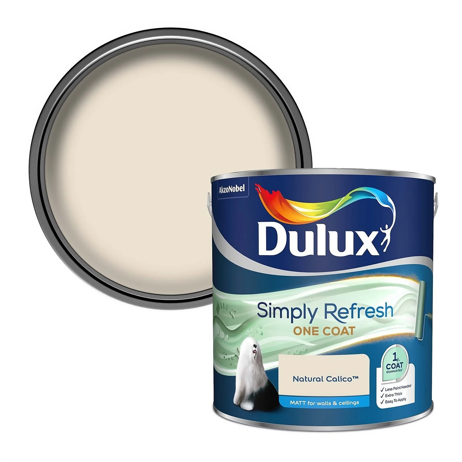 Dulux Simply Refresh One Coat Matt Emulsion Paint Natural Calico - 2.5L 3 Dulux Simply Refresh One Coat Matt Emulsion Paint Natural Calico - 2.5L
