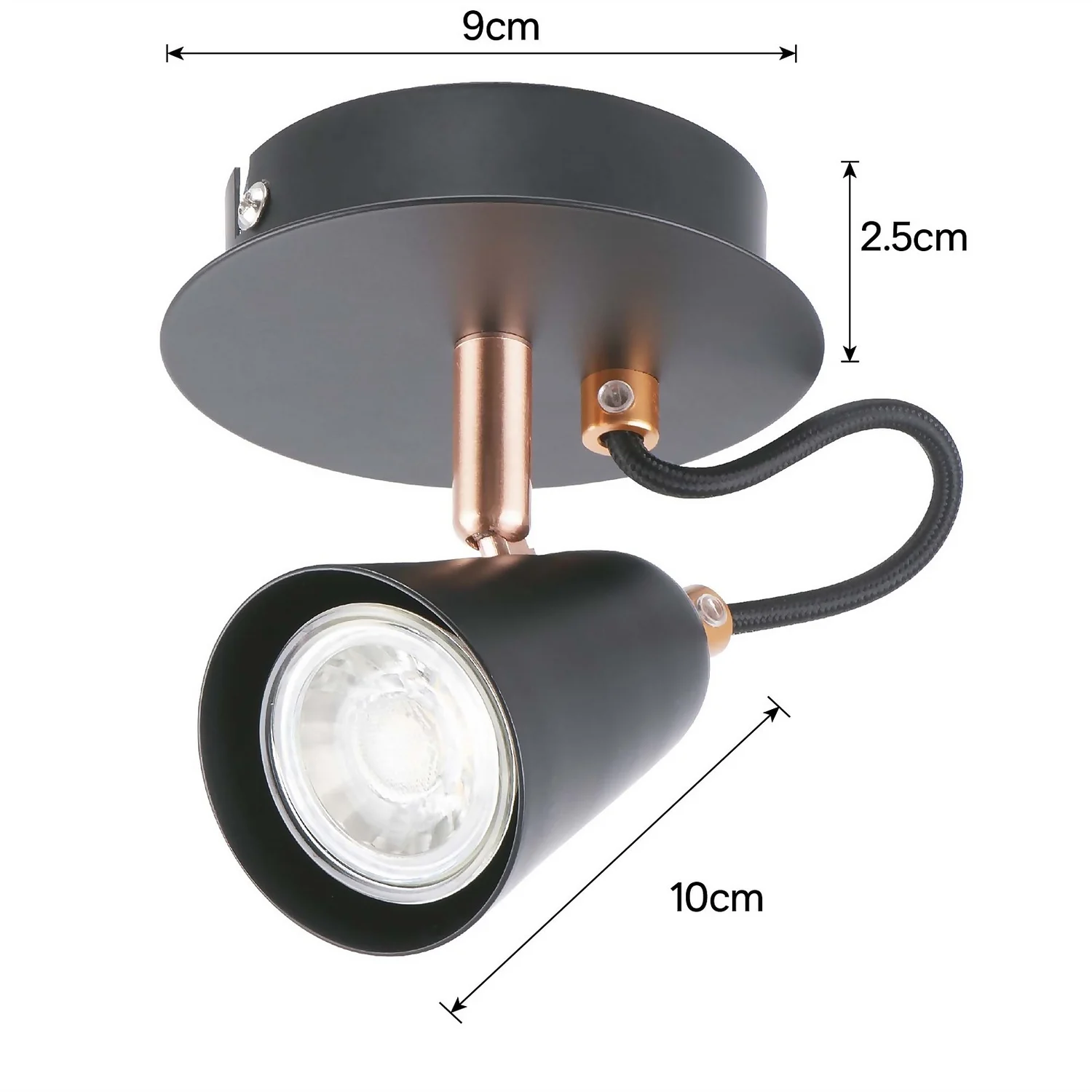 Emma Single Lamp Spotlight - Black & Copper 7 Emma Single Lamp Spotlight - Black & Copper - Image 5