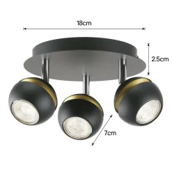 Austin 3 Lamp Spotlight Plate - Black & Gold -Furniture Series Store 12882230 1284843520225160