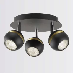 Austin 3 Lamp Spotlight Plate - Black & Gold -Furniture Series Store 12882230 9524843520183208