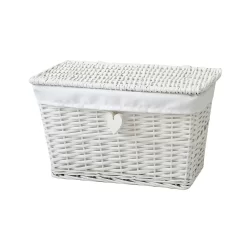 White Willow Lined Medium Storage Basket