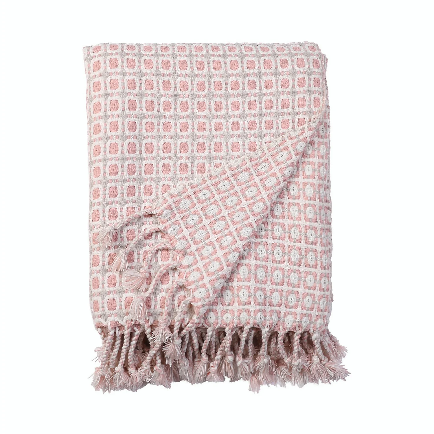 House Beautiful Geo Throw - Blossom & Mist - 150x183cm 3 House Beautiful Geo Throw - Blossom & Mist - 150x183cm