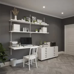 Anti-bacterial Twin Slot Shelving Kit - 1219mm White Twinslot And 320mm Brackets - White -Furniture Series Store 12889031 1134843290904566