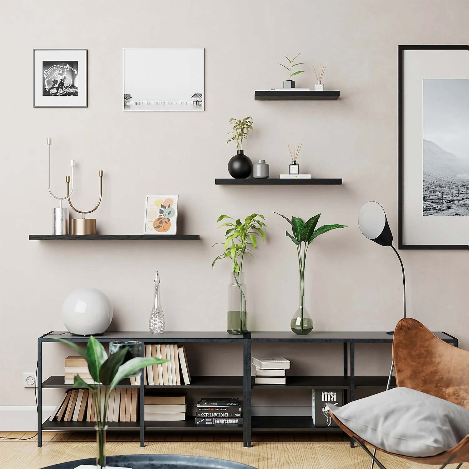 Flexi Storage Decorative Shelving Floating Shelf Black Oak 900x38x240mm 4 Flexi Storage Decorative Shelving Floating Shelf Black Oak 900x38x240mm - Image 2