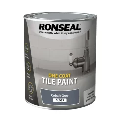 Ronseal One Coat Tile Paint Cobalt Grey Gloss - 750ml