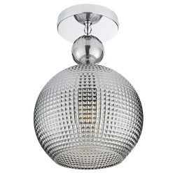 Safi Glass Flush Pendant - Chrome Smoke -Furniture Series Store 13208300 1094896912987267