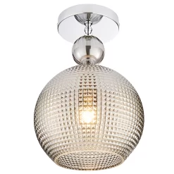 Safi Glass Flush Pendant - Chrome Smoke -Furniture Series Store 13208300 1784896912907044
