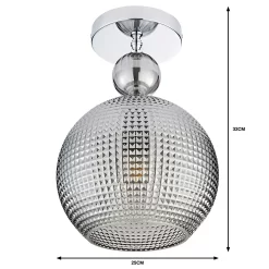 Safi Glass Flush Pendant - Chrome Smoke -Furniture Series Store 13208300 4934909895138631