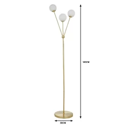 Orb 3 Light Floor Lamp - Brass & Opal -Furniture Series Store 13208308 6834909895072469