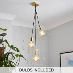 Furniture Series Store 3 Edge 3 Light Cluster Pendant - Polished Brass