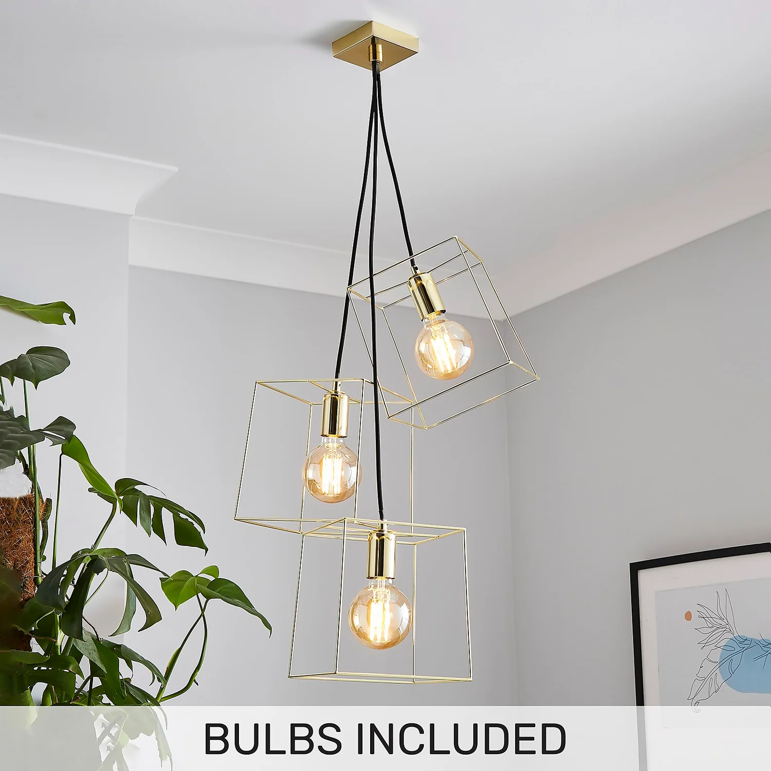 Edge 3 Light Cluster Pendant - Polished Brass 2 Edge 3 Light Cluster Pendant - Polished Brass