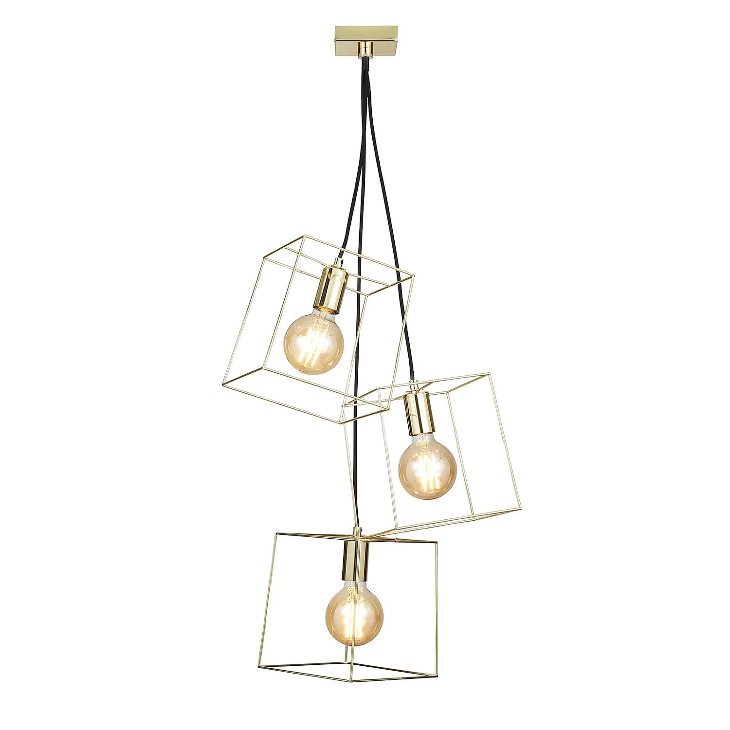 Edge 3 Light Cluster Pendant - Polished Brass 3 Edge 3 Light Cluster Pendant - Polished Brass - Image 2