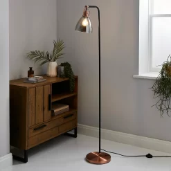 Decan Floor Lamp - Smoke & Copper