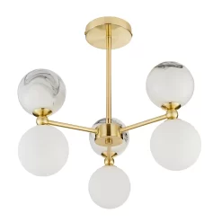 House Beautiful Delta 3 Light Marble Pendant - Brass & Opal -Furniture Series Store 13208336 1724927241719407